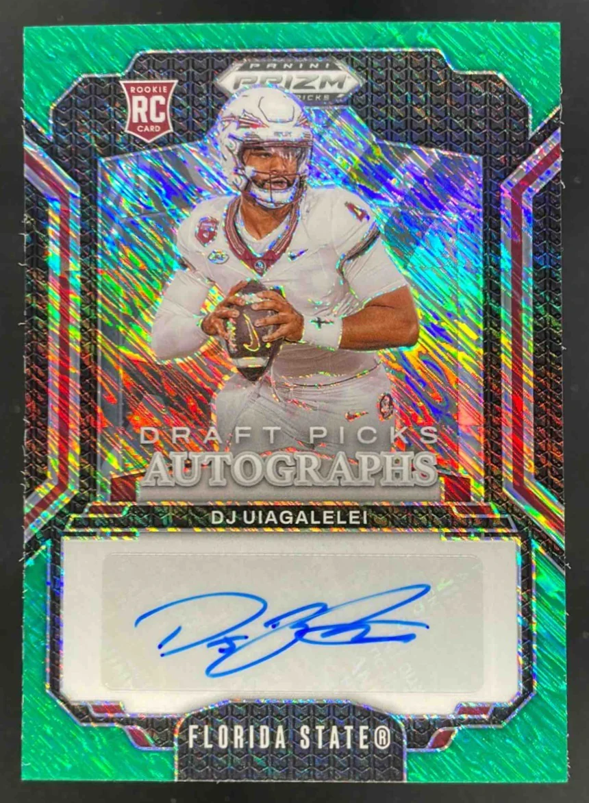 2025 Prizm Draft Picks Green Shimmer Prizm #DPA-DJU DJ Uiagalelei Auto /8