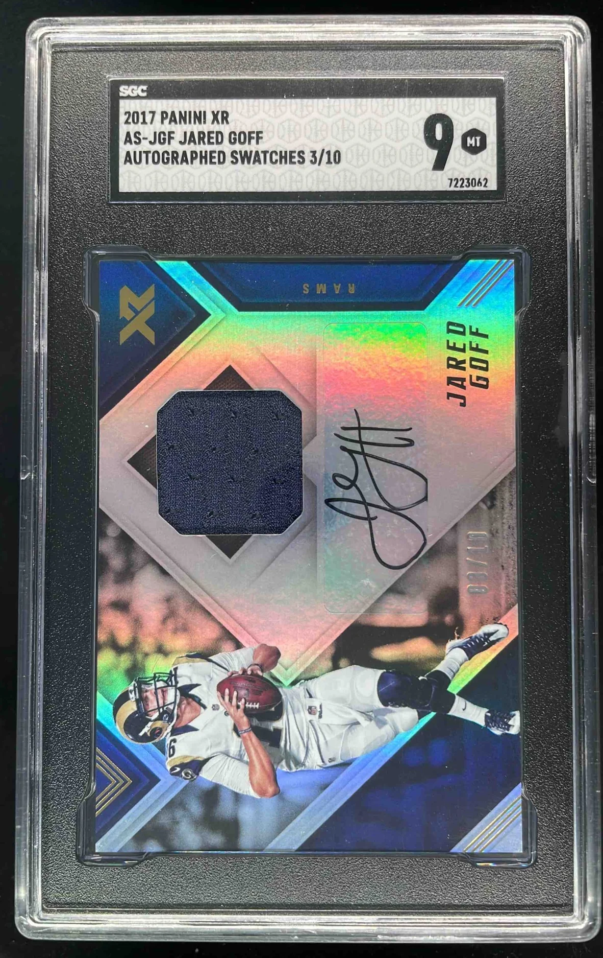 2017 XR Autographed Swatches #AS-JGF Jared Goff Auto /10 SGC 9