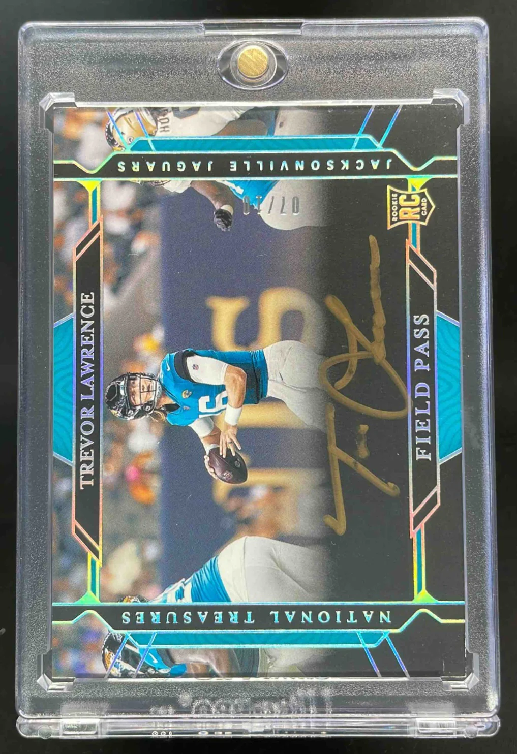 2021 National Treasures Field Pass Holo Silver Trevor Lawrence RC Auto /10