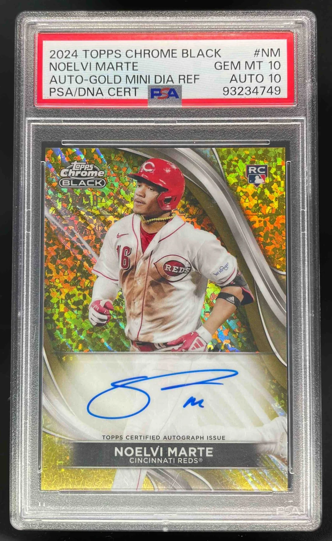 2024 Topps Chrome Black Gold Mini Diamond Noelvi Marte RC Auto /50 PSA 10