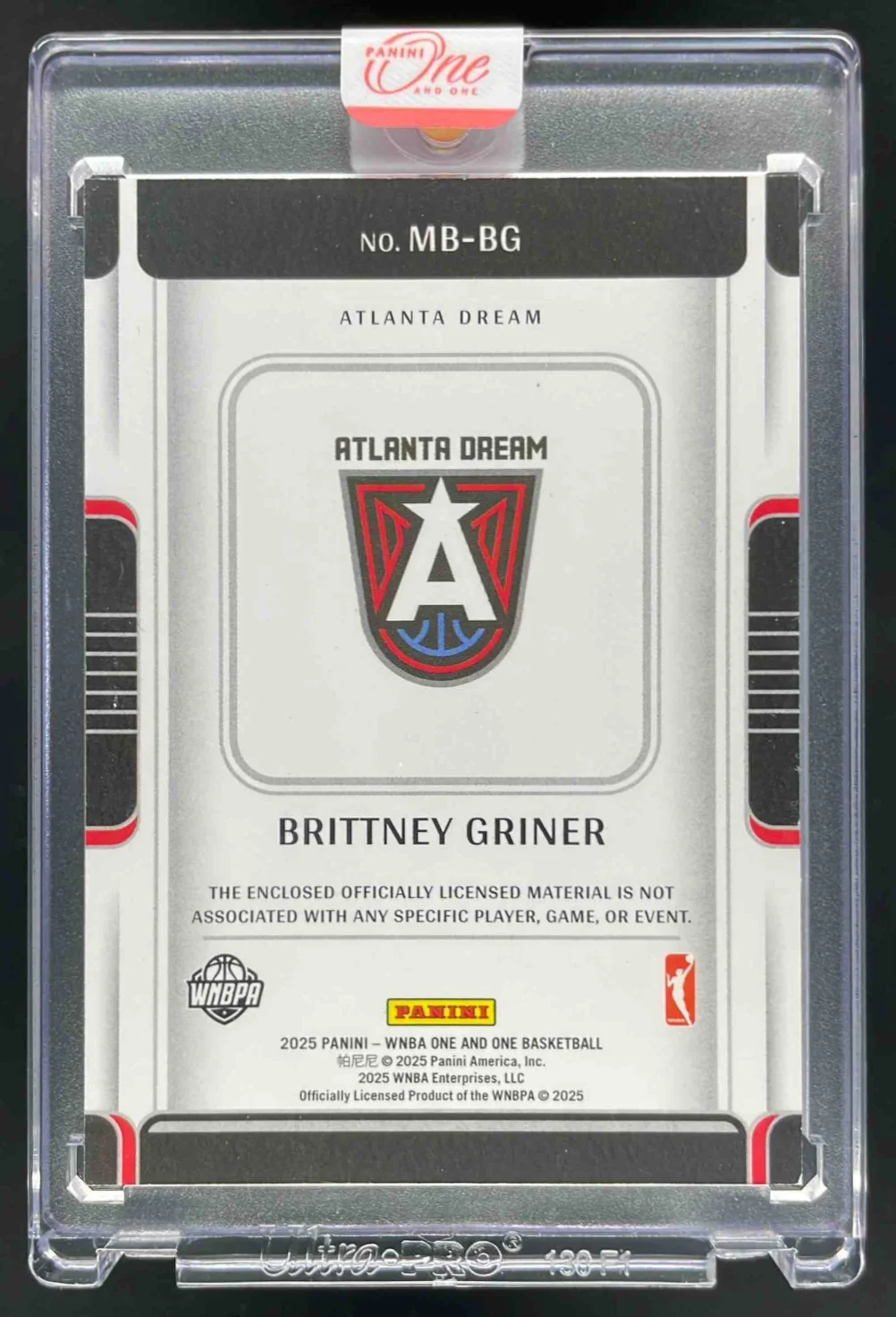 2025 Panini One and One WNBA Memorabilia Blue #28 Brittney Griner /49 - Image 2