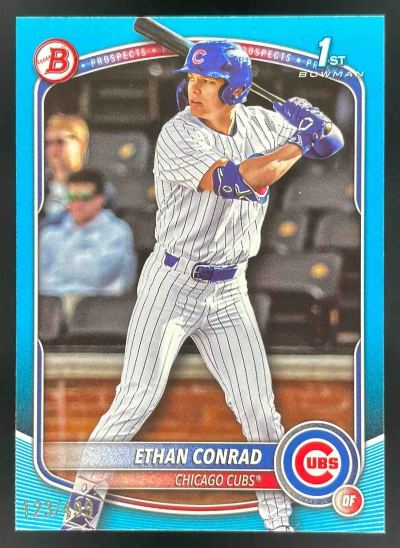 2025 Bowman Draft Sky Blue Border #BD-17 Ethan Conrad RC /499