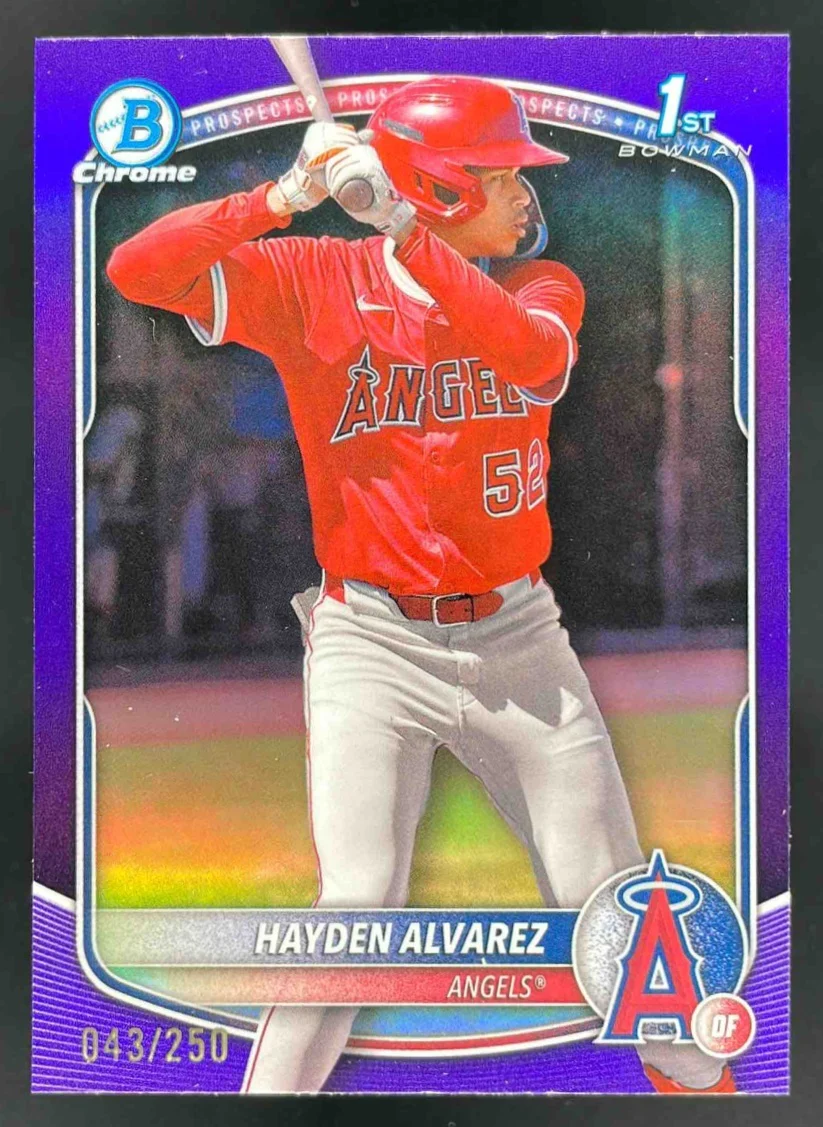 2025 Bowman Chrome Prospects Purple Refractor #BCP-12 Hayden Alvarez RC /250