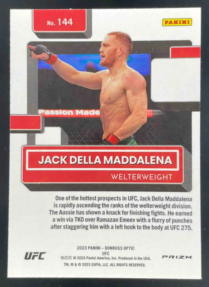 2023 Donruss Optic UFC White Sparkle SSP #144 Jack Della Maddalena Rated Rookie - Image 2