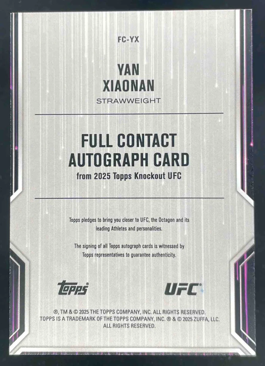 2025 Topps UFC Knockout Full Contact #FC-YX Yan Xiaonan Auto /299 - Image 2