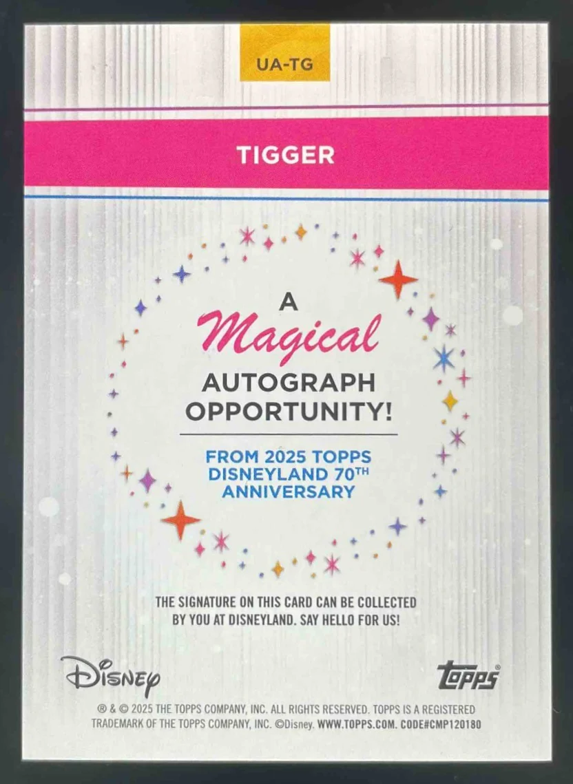 2025 Topps Disneyland 70th Anniversary Unsigned Opportunity Orange Tigger /25 - Image 2