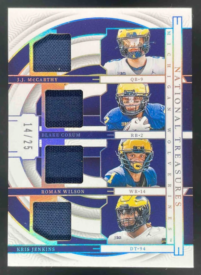 2024 National Treasures Collegiate Quad Wilson Corum Jenkins McCarthy RC /25