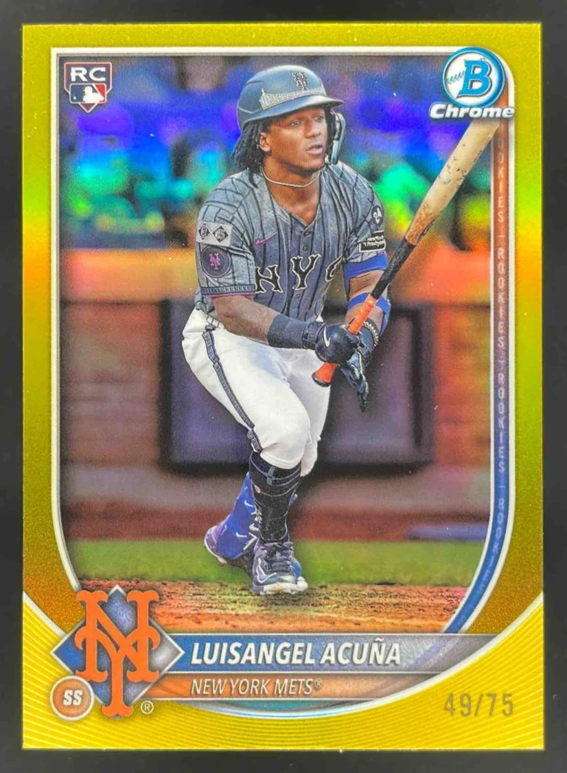 2025 Bowman Chrome Yellow Refractor #32 Luisangel Acuna RC /75