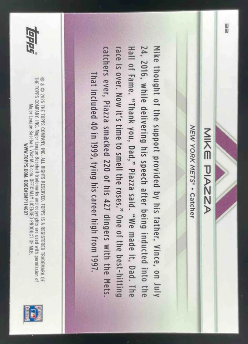 2025 Topps Transcendent Collection Icons Chrome Image Variations #32 Mike Piazza - Image 2