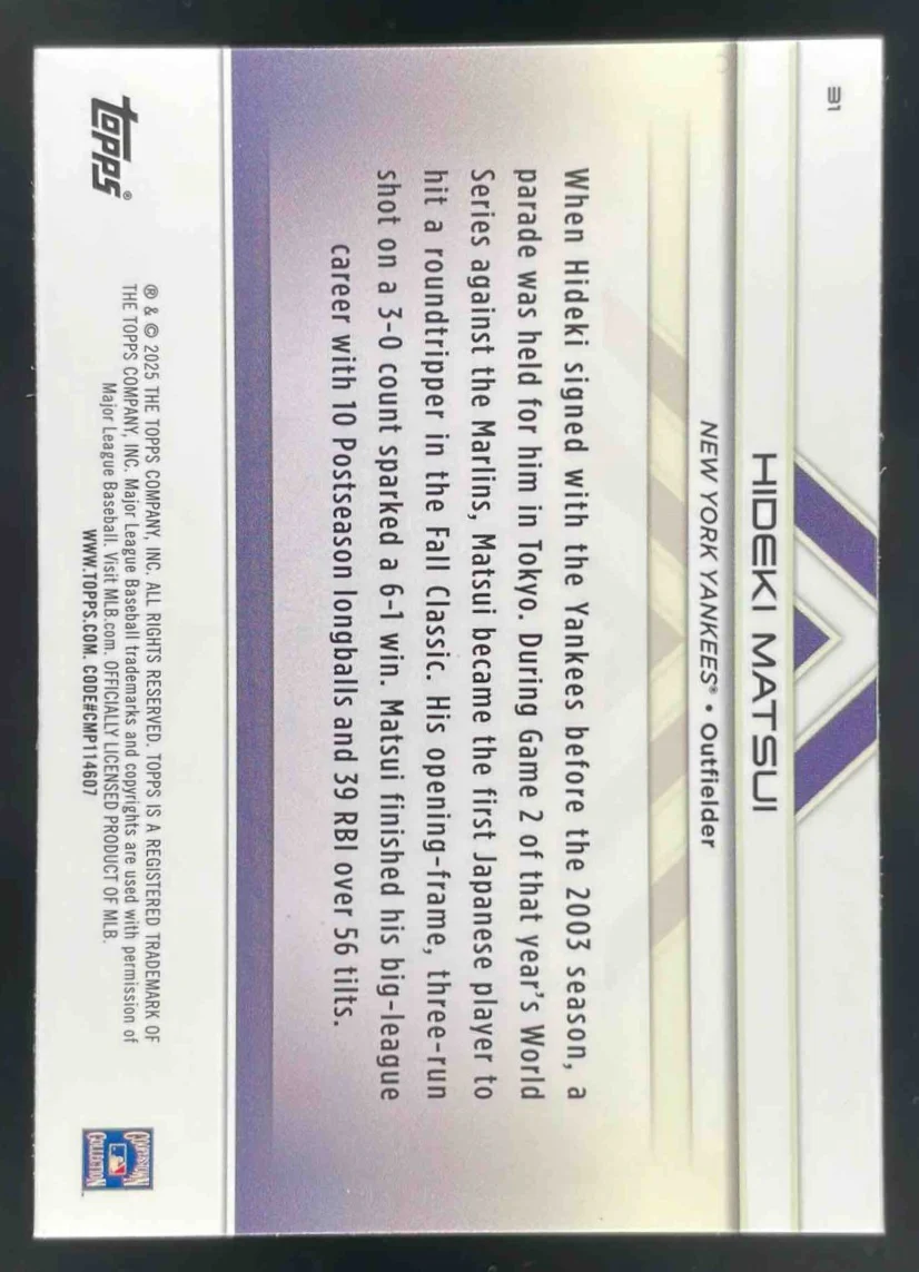 2025 Topps Transcendent Collection Icons Chrome Image Variations Hideki Matsui - Image 2