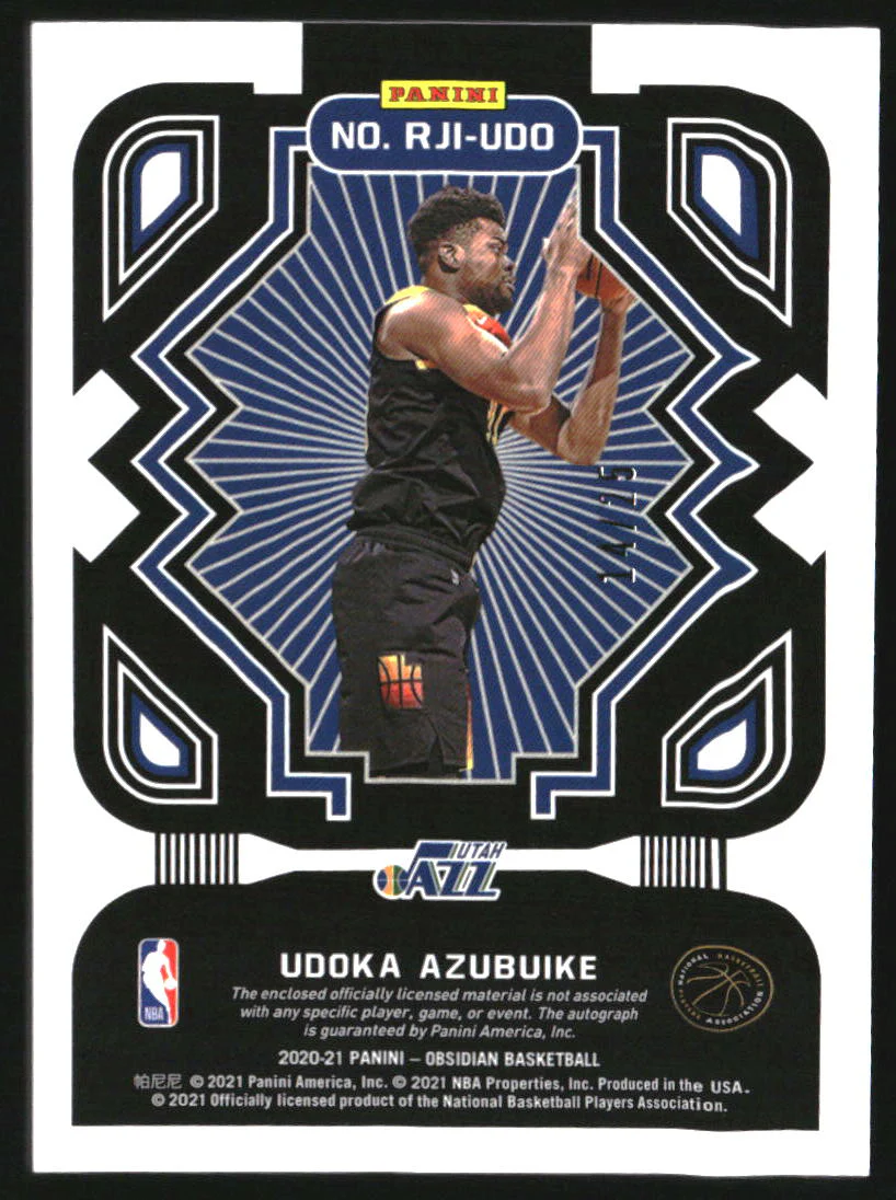 2020 Panini Obsidian Rookie Jersey Ink Etch Orange Udoka Azubuike RC Auto /25 - Image 2