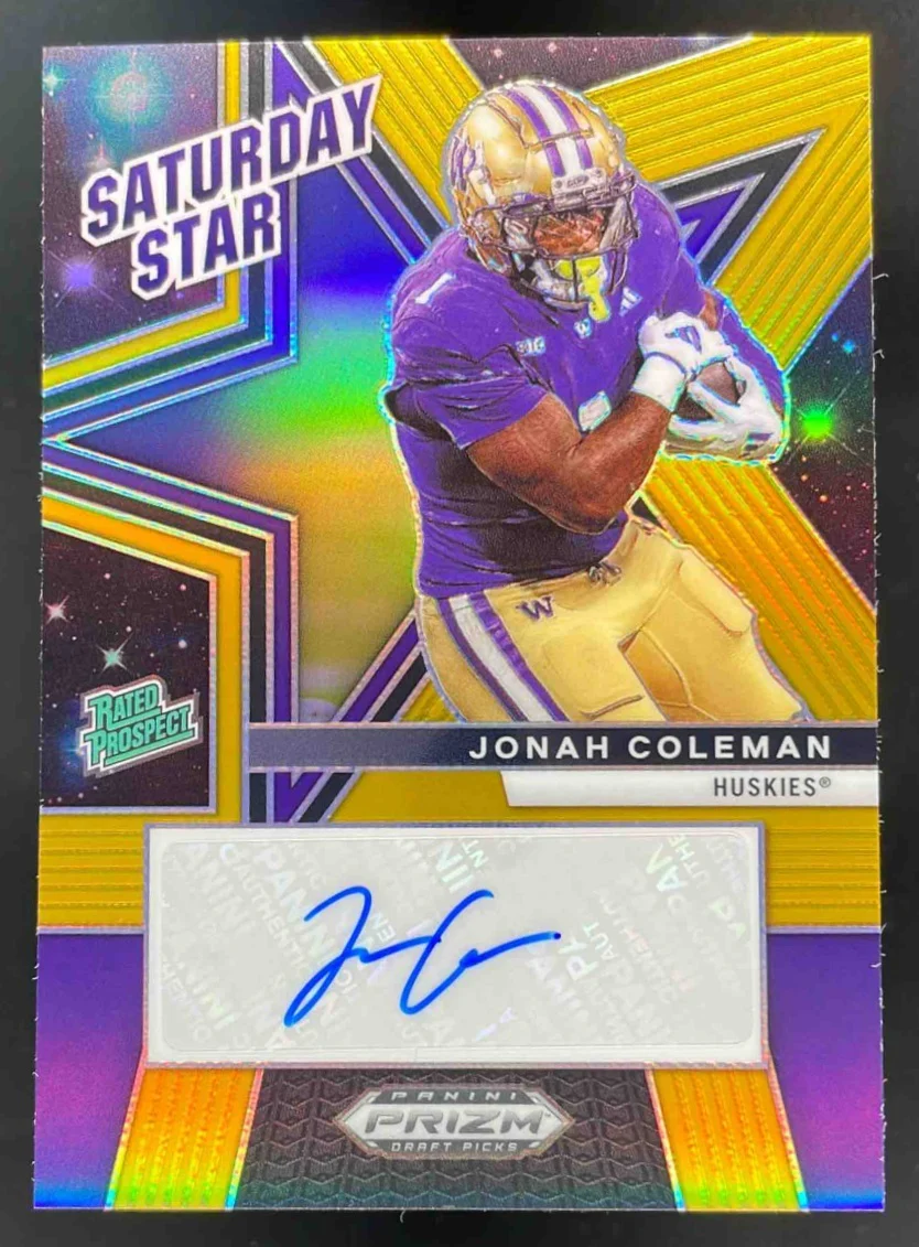 2025 Prizm Draft Picks Saturday Star Signatures Gold #35 Jonah Coleman Auto /10