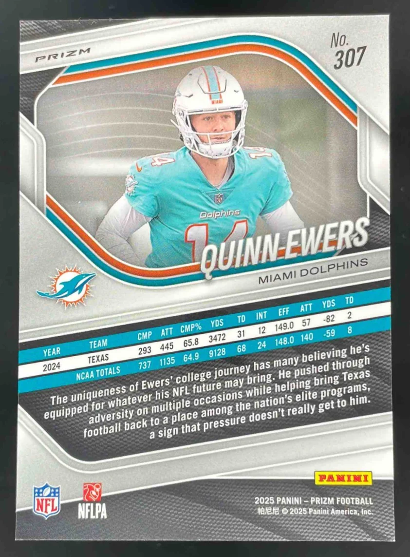 2025 Panini Prizm Silver Prizm #307 Quinn Ewers RC - Image 2