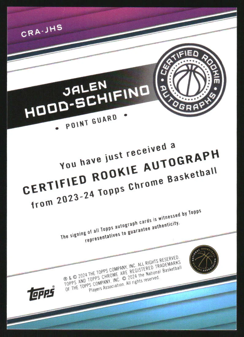 2023 Topps Chrome Rookie Autographs Black Wave Jalen Hood-Schifino RC Auto /10 - Image 2