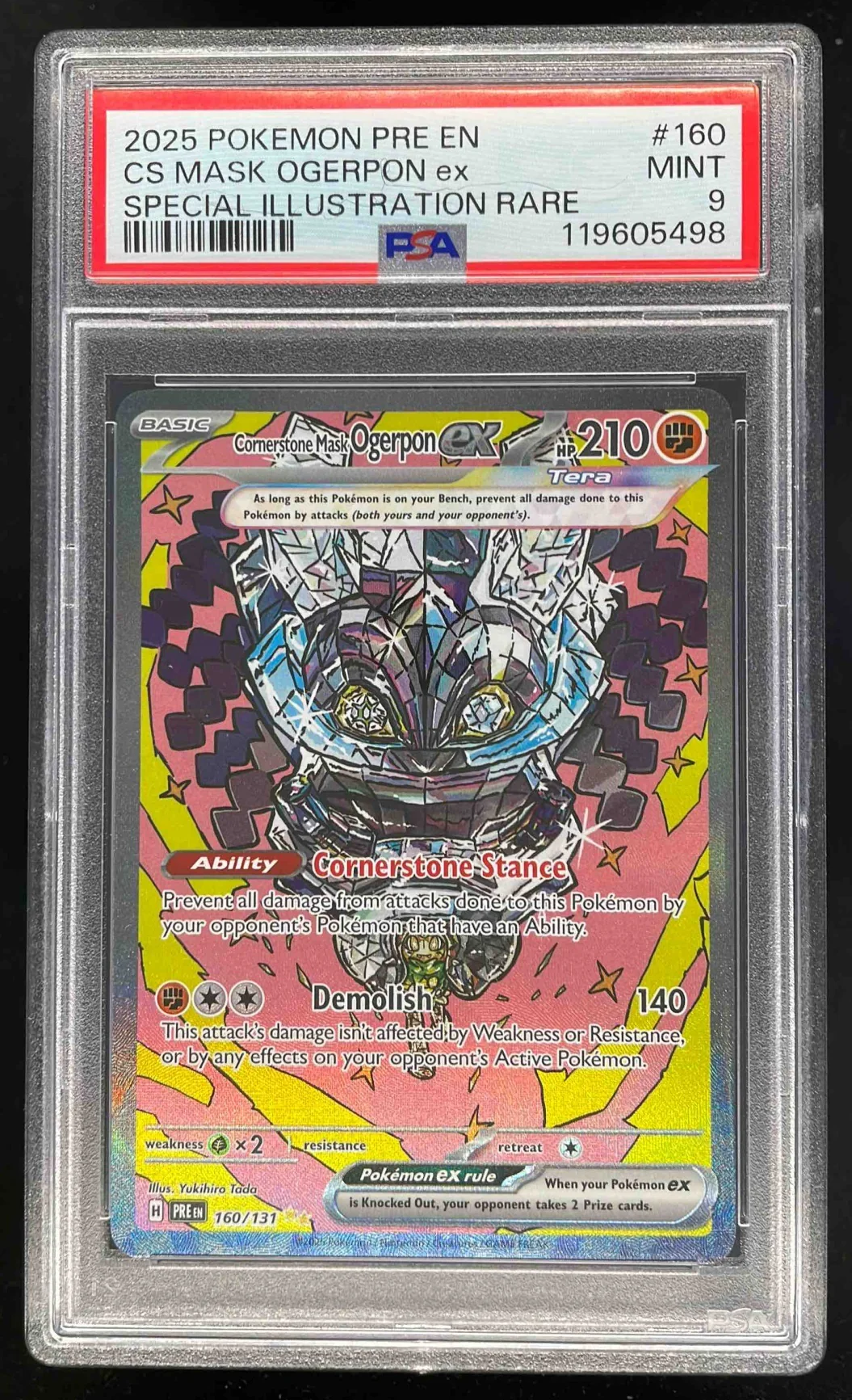 2025 Pokemon Prismatic Evolutions #160/131 Cornerstone Mask Ogerpon ex PSA 9
