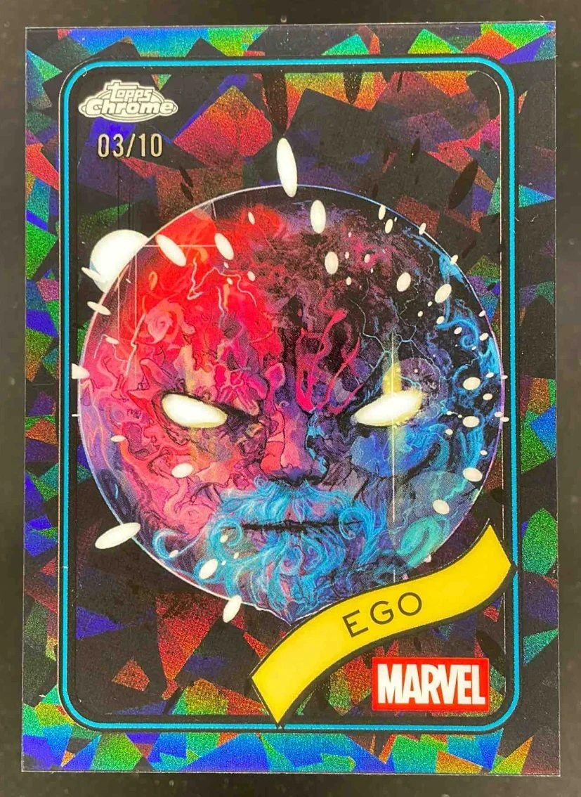 2025 Topps Chrome Marvel Sapphire Black Sapphire Refractor #55 Ego /10