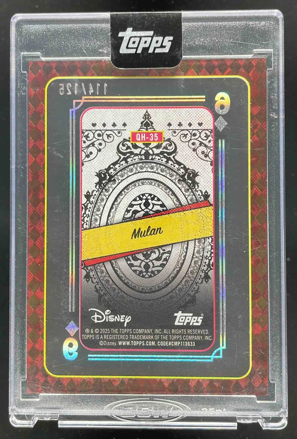2025 Topps Mint Disney Encased Queen of Hearts Acetate Playing Cards Mulan /125 - Image 2