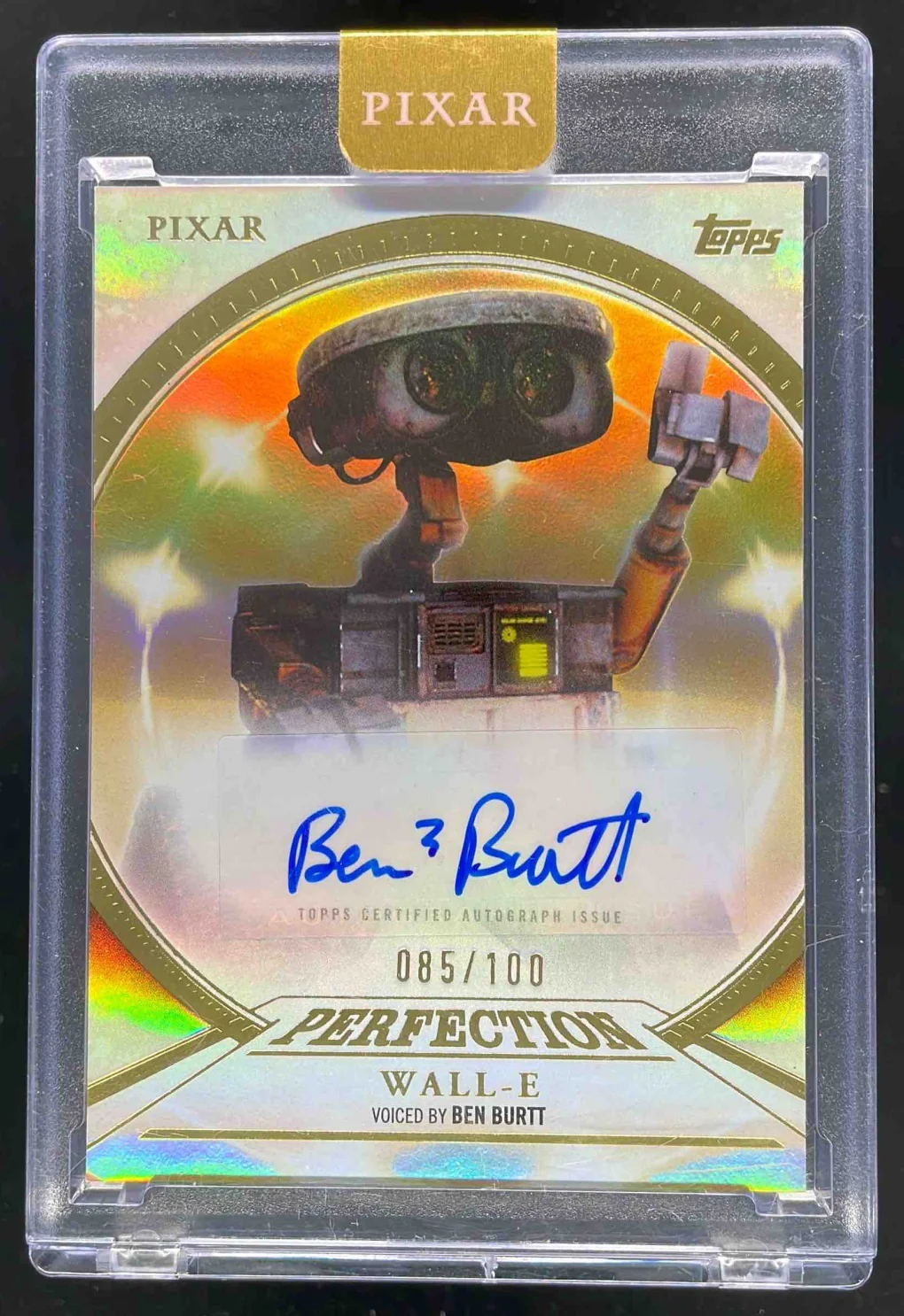 2025 Topps Pixar Gold Pixar Perfection Encased #BB Ben Burtt as WALL-E Auto /100