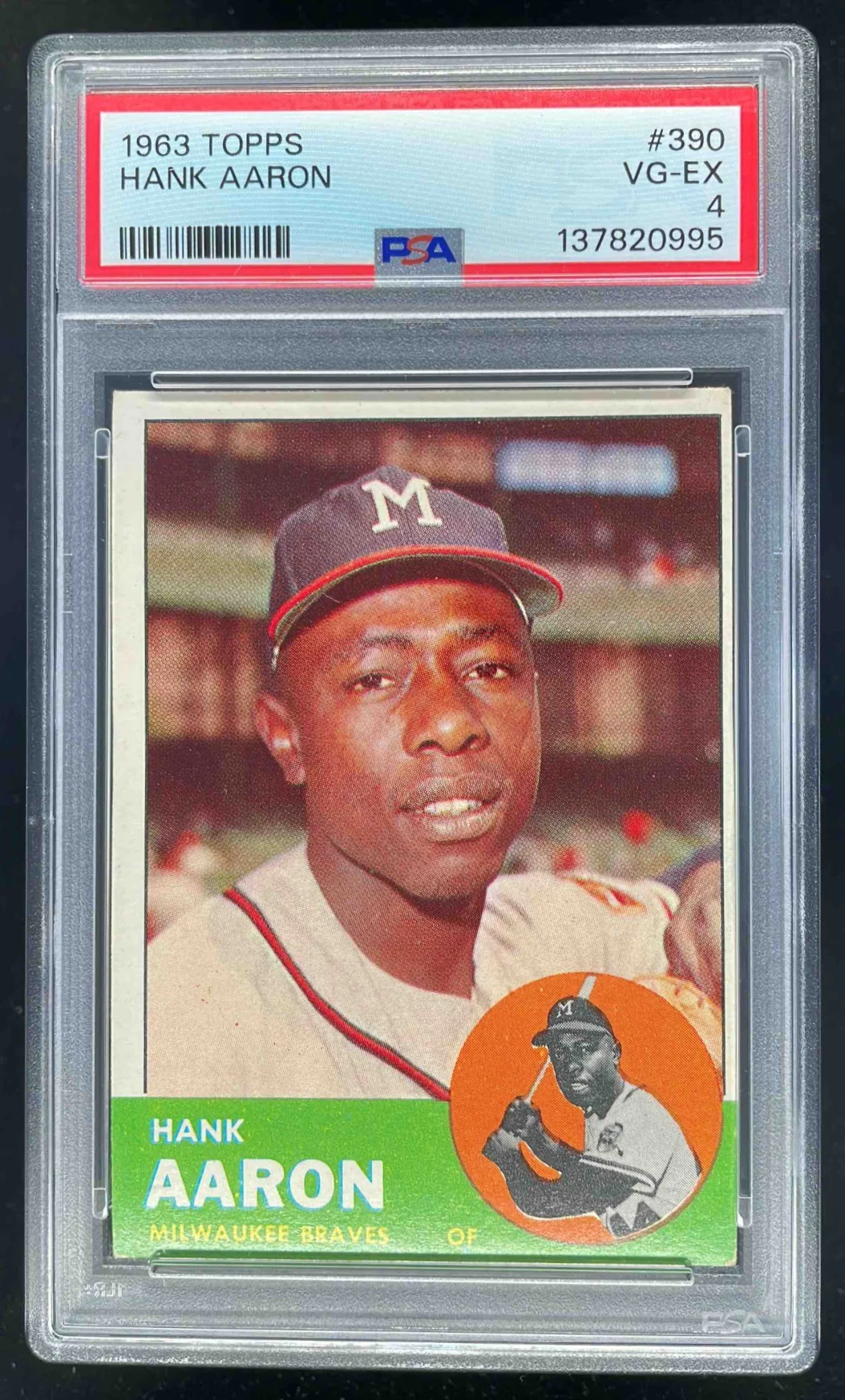 1963 Topps #390 Hank Aaron PSA 4