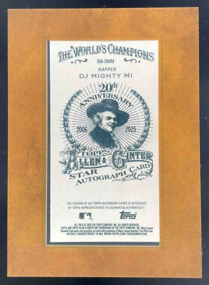 2025 Topps Allen & Ginter Framed Mini Non-Baseball #MA-DMM DJ Mighty Mi Auto - Image 2