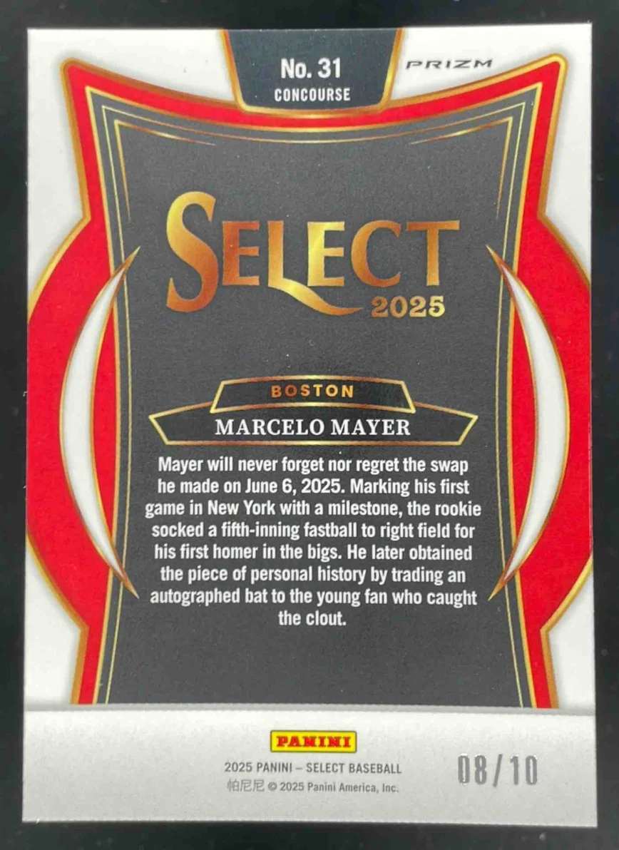 2025 Panini Select Concourse Gold Prizms #31 Marcelo Mayer RC /10 - Image 2