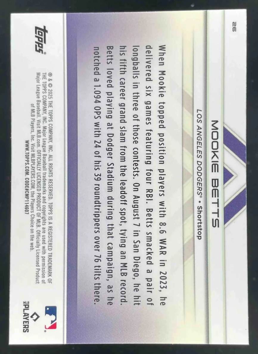 2025 Topps Transcendent Collection Icons Chrome Image Variation #26 Mookie Betts - Image 2