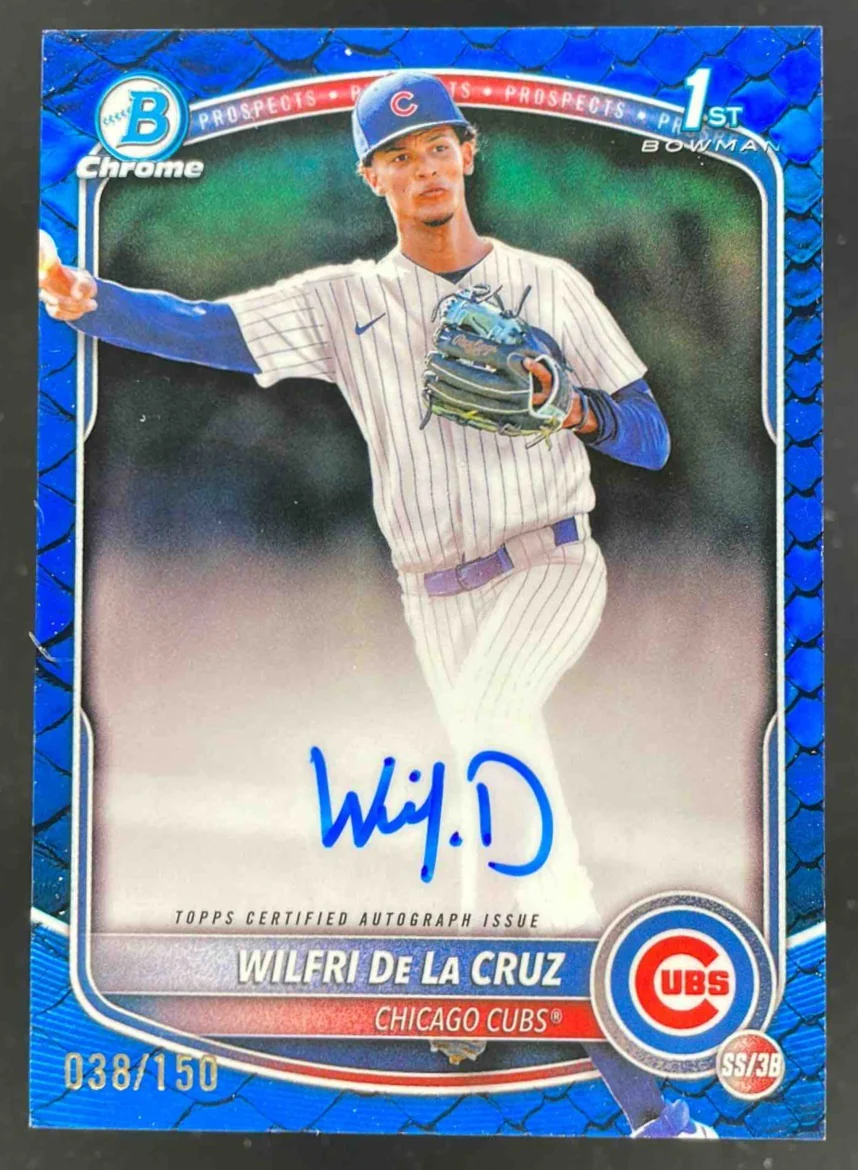 2025 Bowman Chrome Reptilian Blue #CPA-WD Wilfri De La Cruz RC Auto /150
