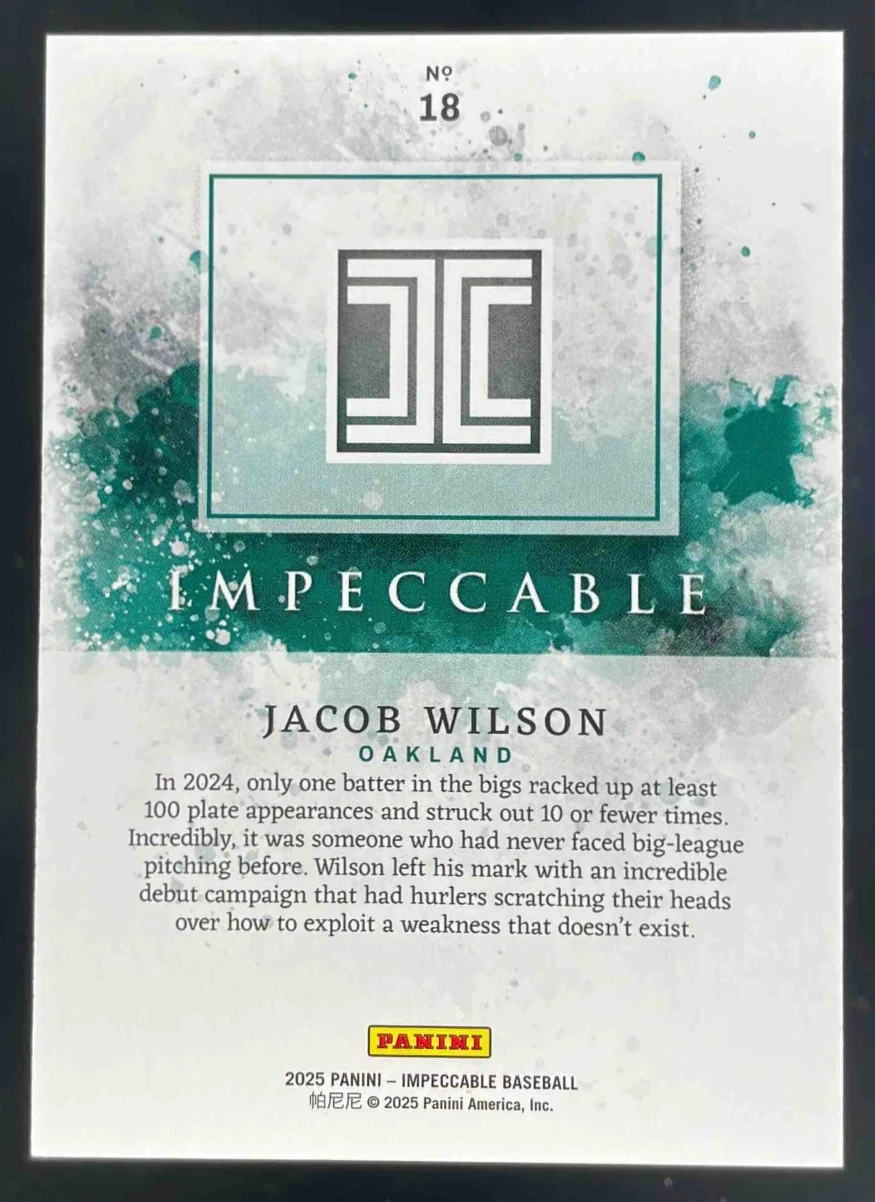 2025 Panini Impeccable Holo Silver #18 Jacob Wilson /25 - Image 2