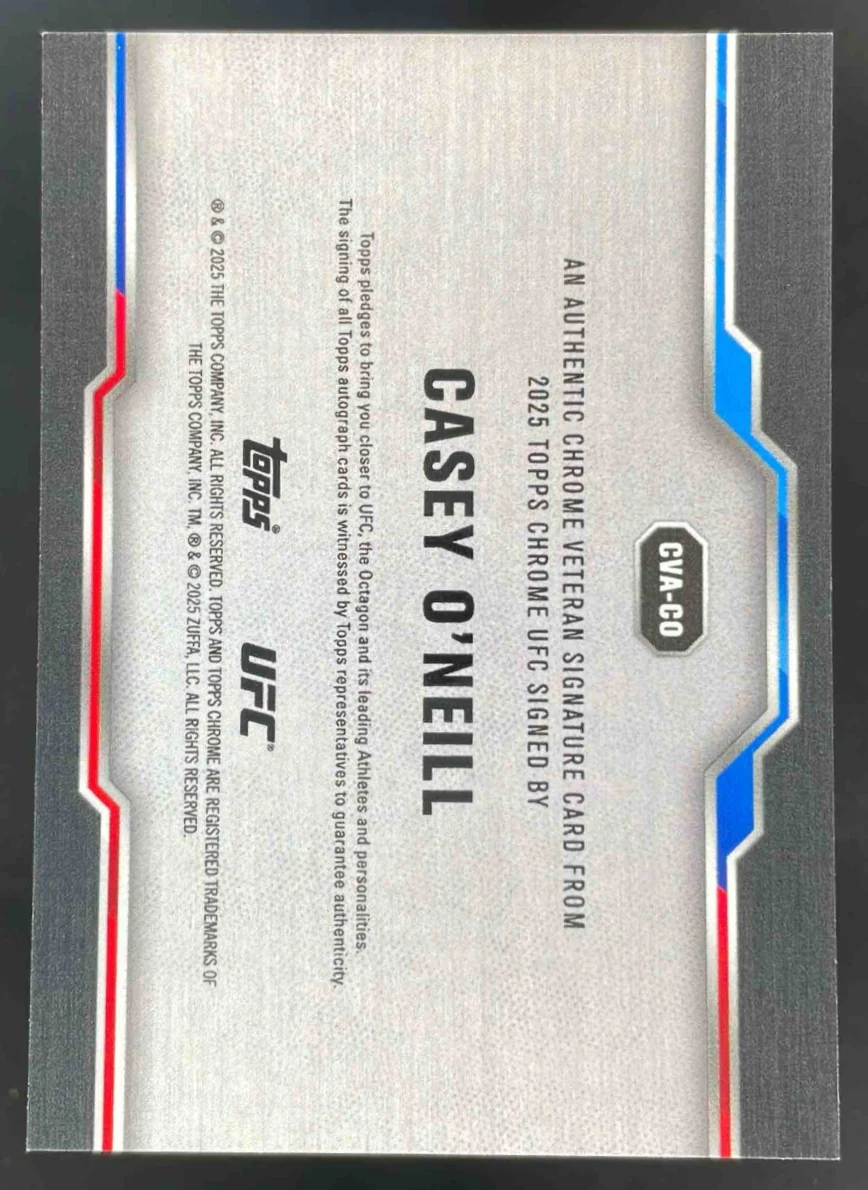 2025 Topps UFC Chrome Sapphire Veteran Gold Sapphire #CO Casey O'Neill Auto /50 - Image 2