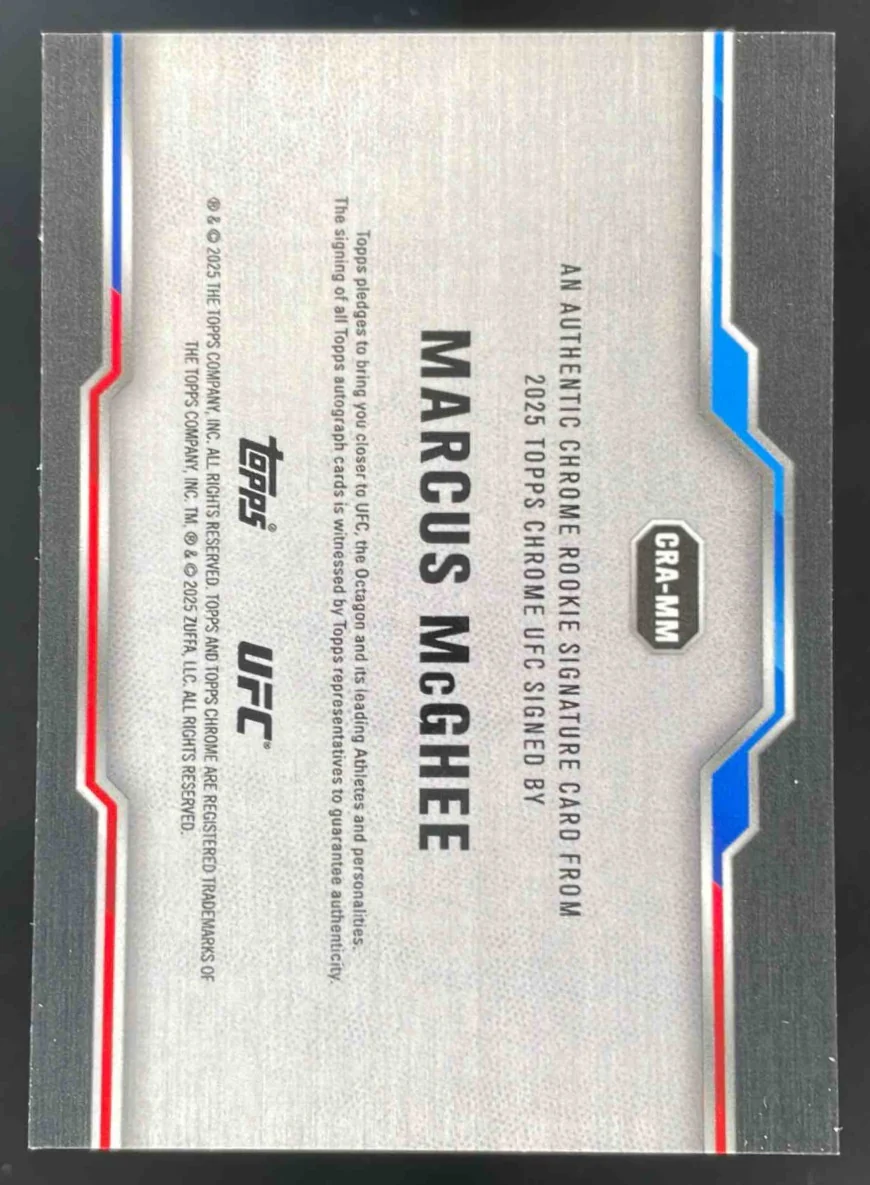 2025 Topps UFC Chrome Sapphire Rookie Orange #CRA-MM Marcus McGhee RC Auto /25 - Image 2