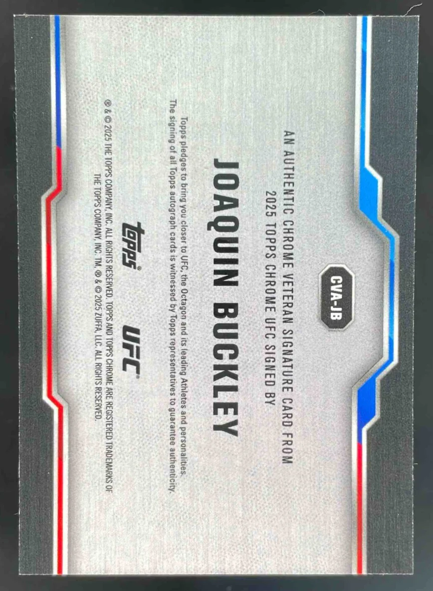 2025 Topps UFC Chrome Sapphire Veteran Autographs #CVA-JB Joaquin Buckley Auto - Image 2