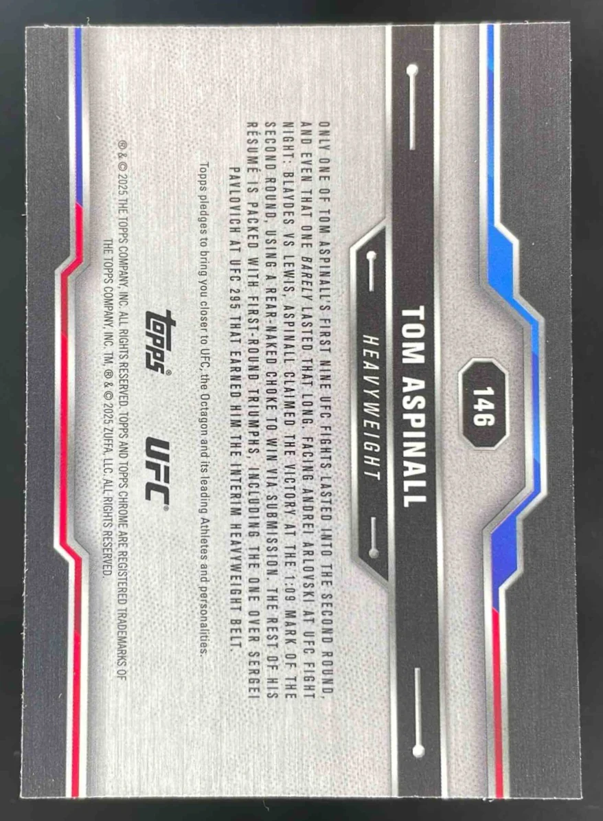 2025 Topps UFC Chrome Sapphire Green Sapphire #146 Tom Aspinall /75 - Image 2