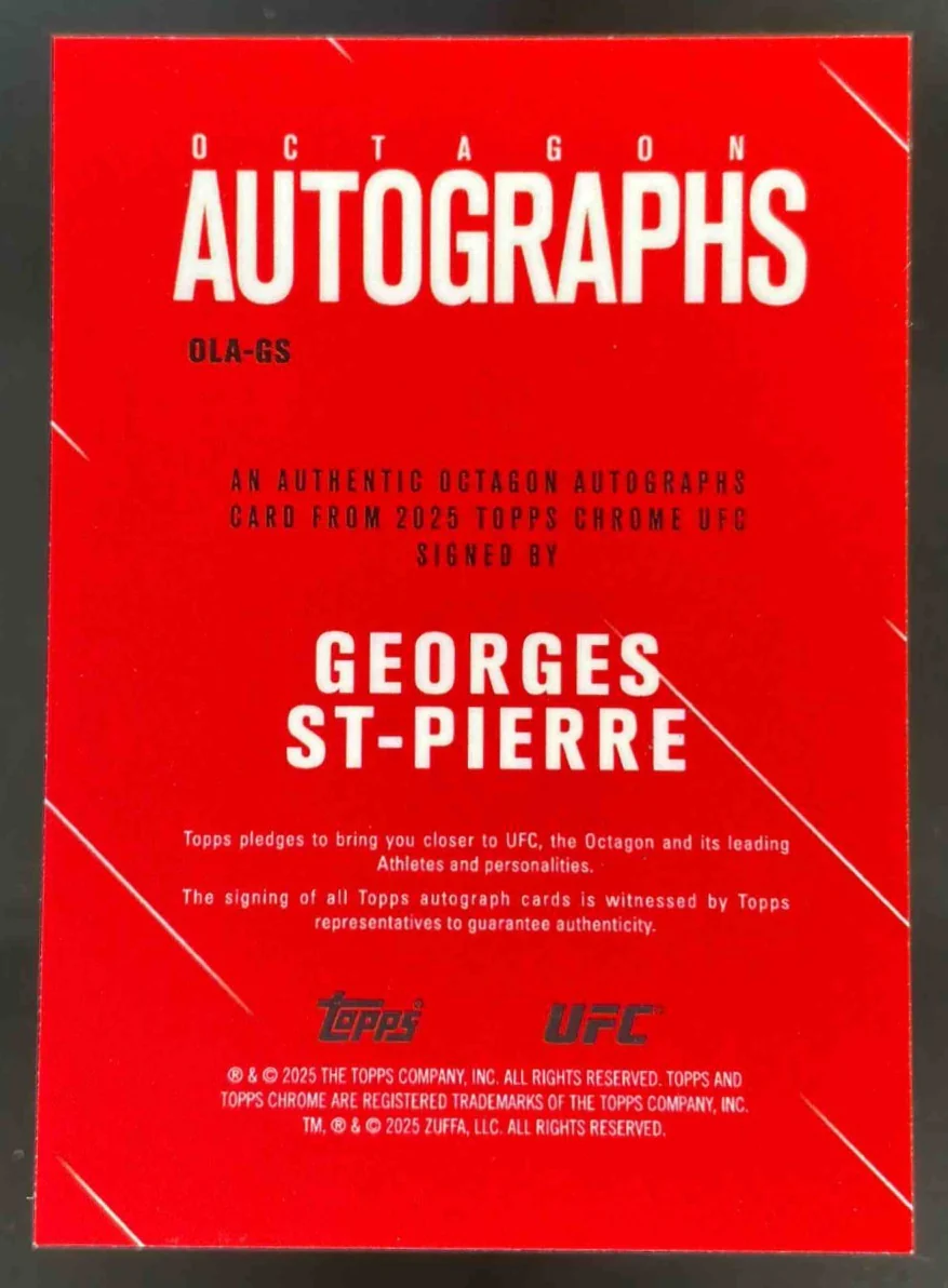 2025 Topps UFC Chrome Octagon Legends Green Geometric Georges St-Pierre Auto /99 - Image 2