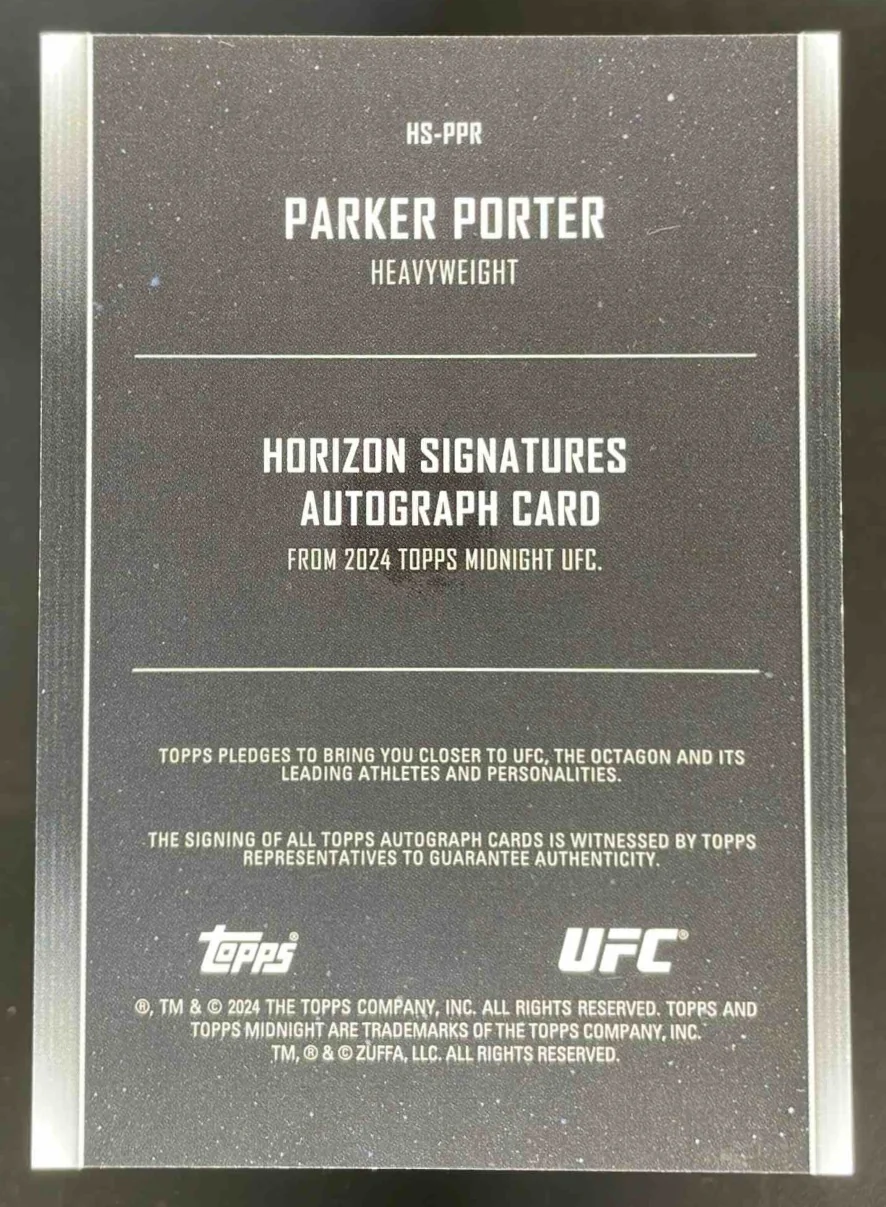 2024 Topps Midnight UFC Horizon Twilight #HS-PPR Parker Porter Auto /99 - Image 2