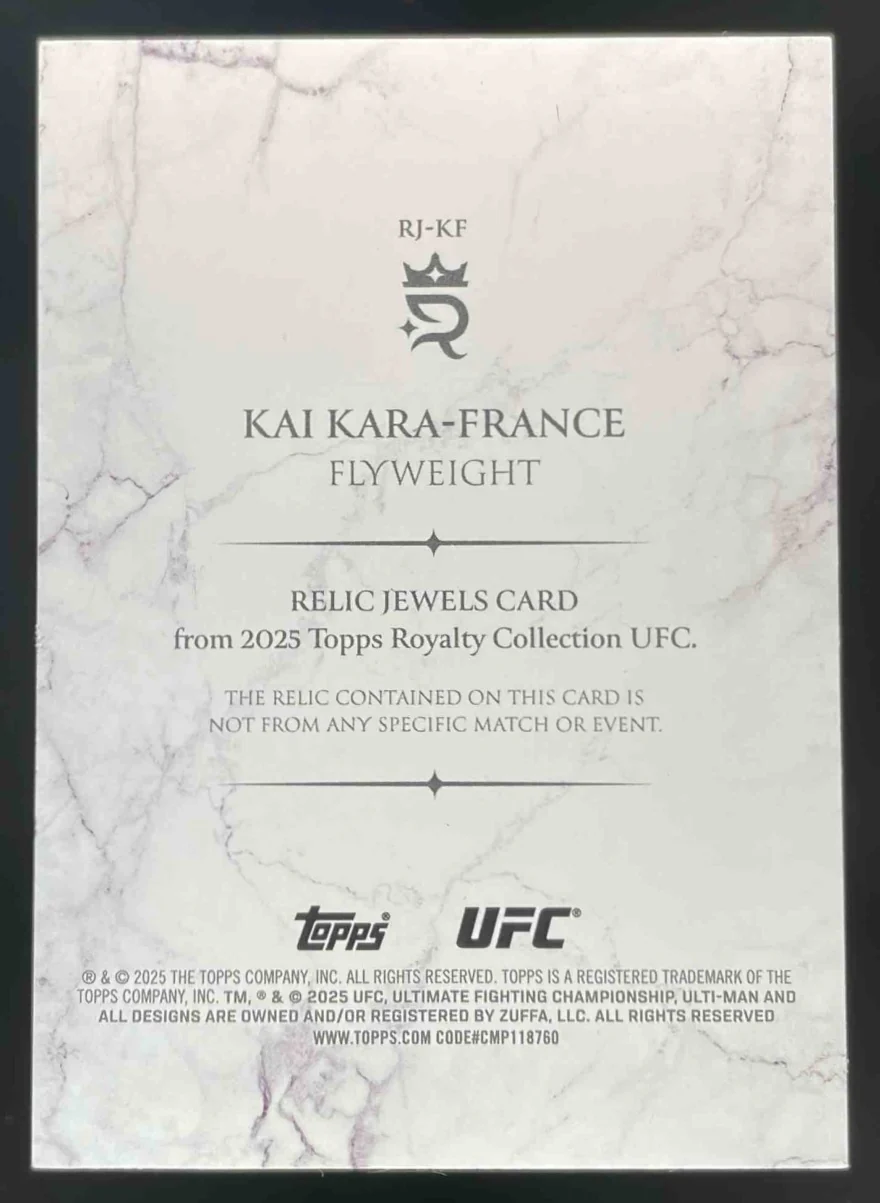 2025 Topps UFC Royalty Relic Jewels Gold #RJ-KF Kai Kara-France /10 - Image 2