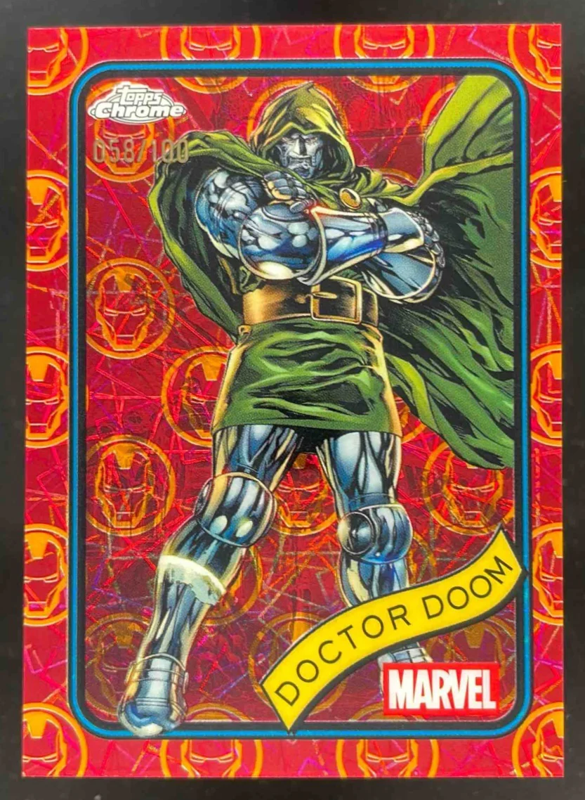 2025 Topps Chrome Marvel Iron Man Red & Gold Lazer #148 Doctor Doom /100