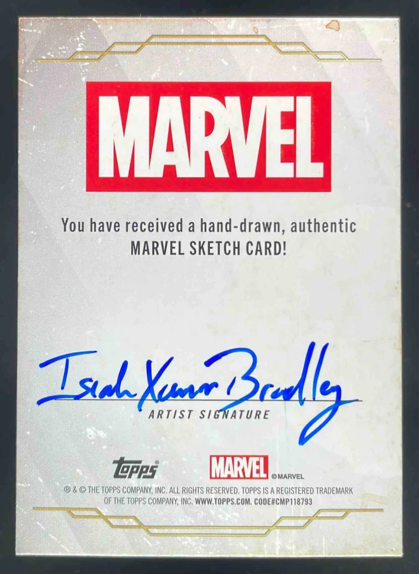Topps Marvel Hand-Drawn Sketch Card Artist Autograph Isiah X Bradley Auto 1/1 - Image 2