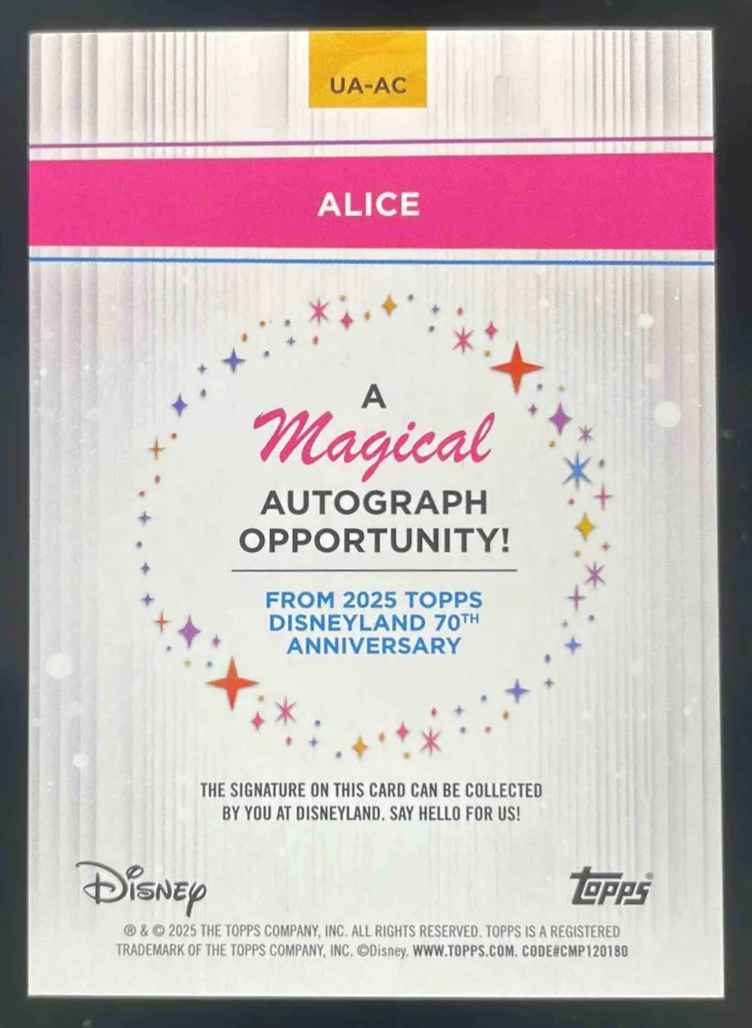 2025 Topps Disneyland Unsigned Opportunity Gold Foil #UA-AC Alice /50 - Image 2