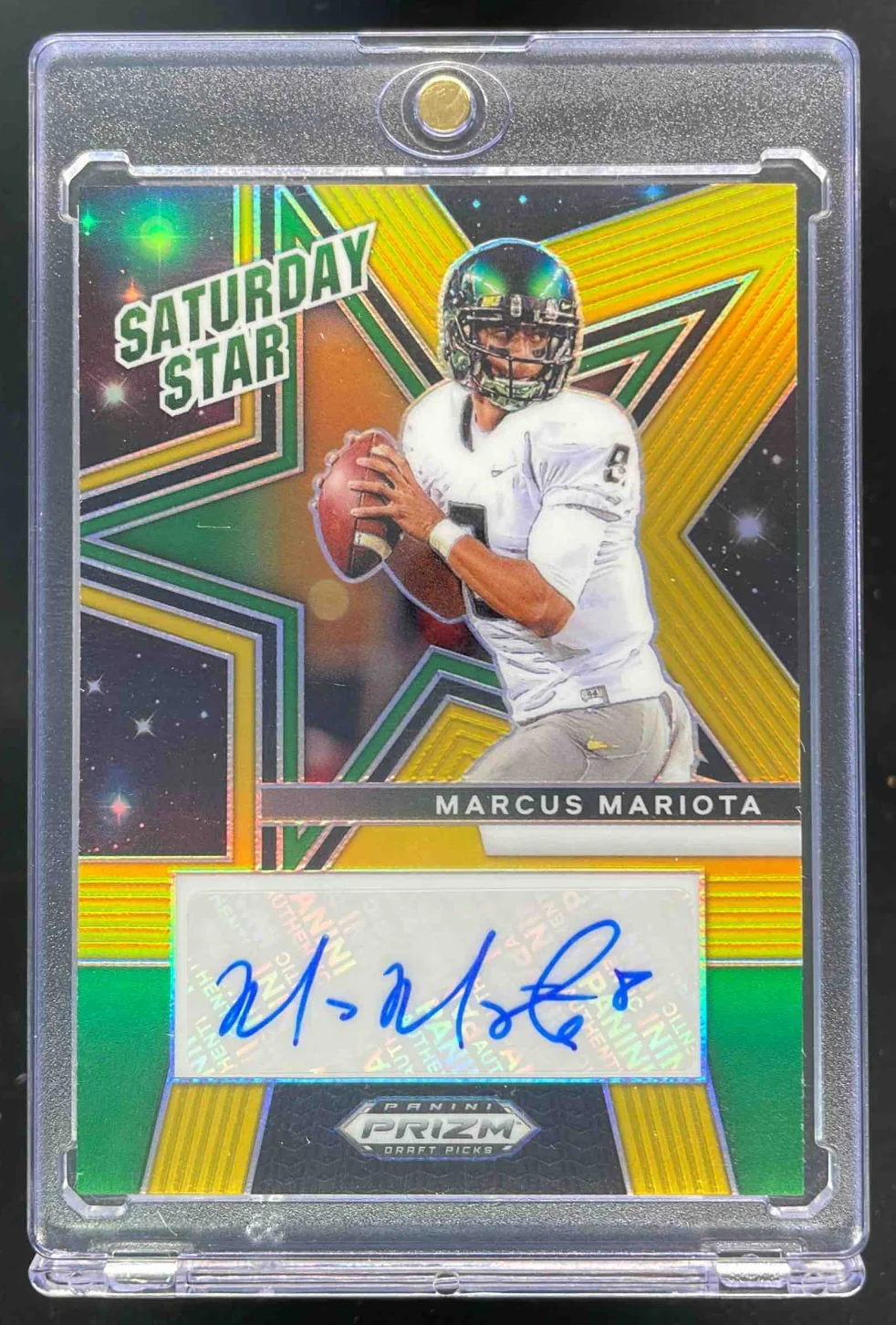 2025 Prizm Draft Picks Saturday Star Gold Prizm #13 Marcus Mariota Auto /10