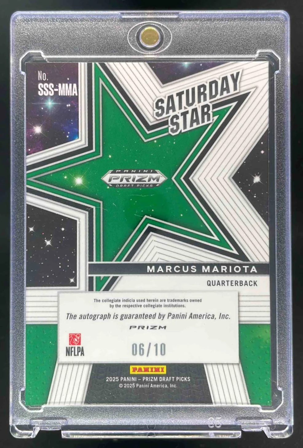 2025 Prizm Draft Picks Saturday Star Gold Prizm #13 Marcus Mariota Auto /10 - Image 2