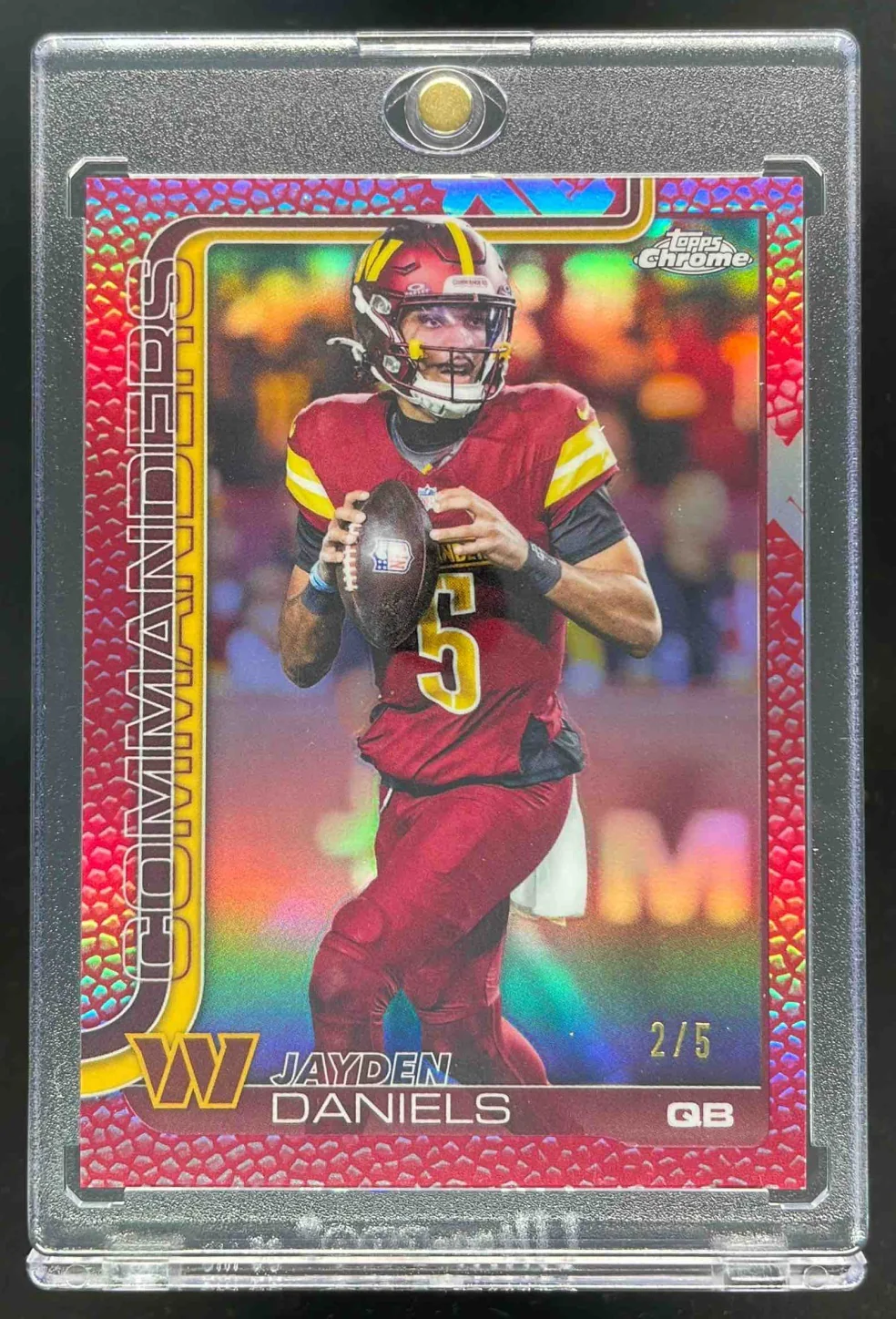 2025 Topps Chrome Football Leather Red Refractor #295 Jayden Daniels /5