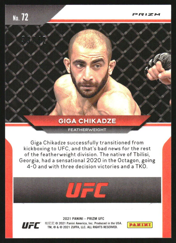 2021 Panini Prizm UFC Prizms Pink Pulsar #72 Giga Chikadze RC /42 - Image 2