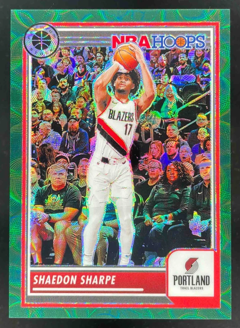 2023-24 Panini Hoops Premium Stock Premium Green Prizm #214 Shaedon Sharpe /8