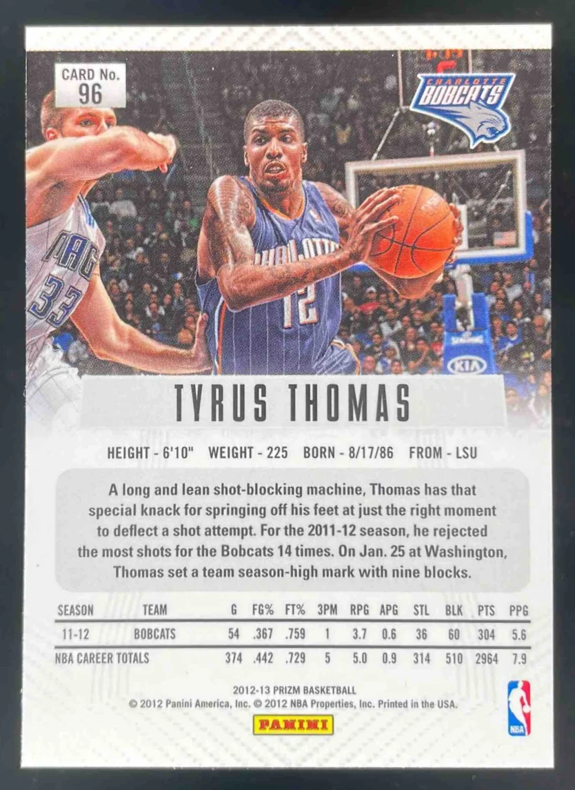 2012-13 Panini Prizm Prizms #96 Tyrus Thomas - Image 2
