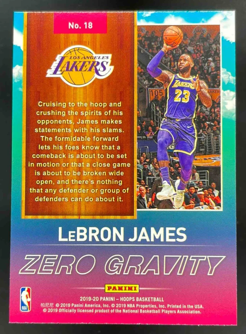 2019-20 Panini Hoops Zero Gravity Holo #18 LeBron James - Image 2