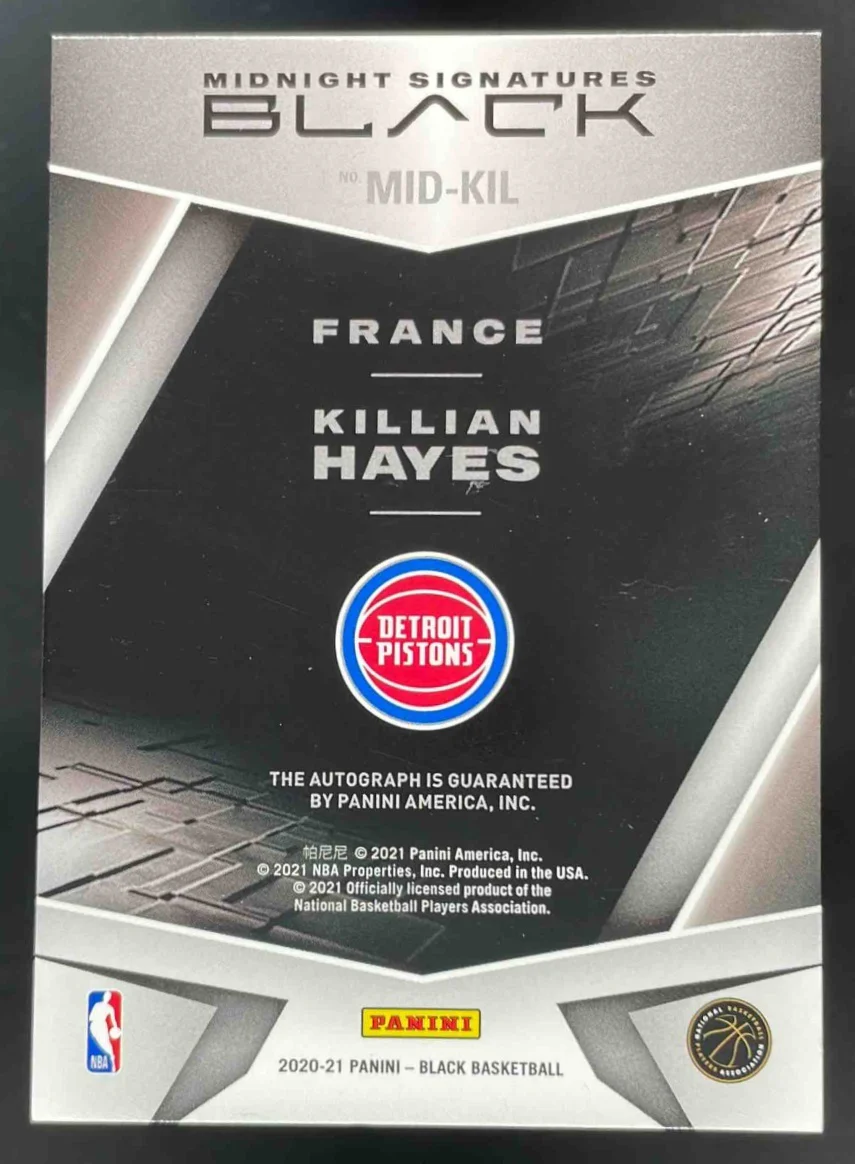 2020-21 Black Rookie Midnight Holo Gold #MID-KIL Killian Hayes RC Auto /3 - Image 2