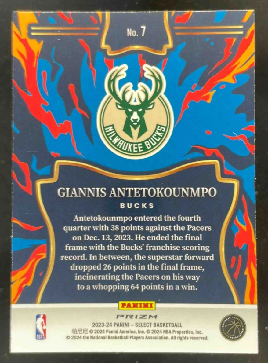2023-24 Panini Select En Fuego Silver Prizms #7 Giannis Antetokounmpo - Image 2