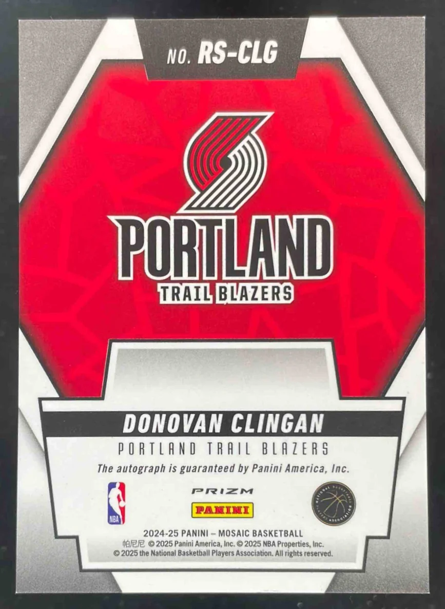 2024-25 Panini Mosaic Rookie Scripts #RS-CLG Donovan Clingan RC Auto - Image 2