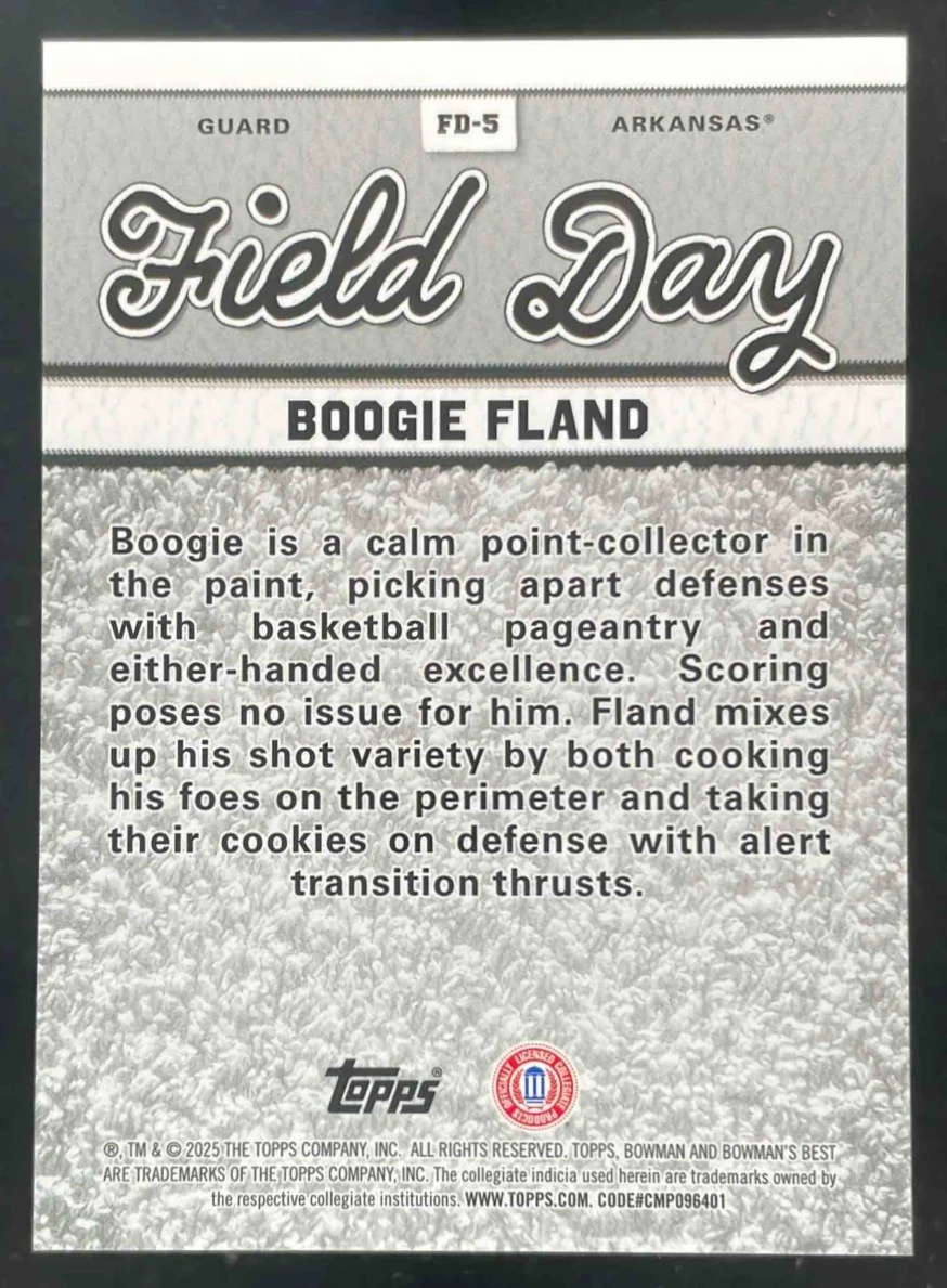 2024 Bowman's Best University Field Day White Geometric #FD-5 Boogie Fland /5 - Image 2