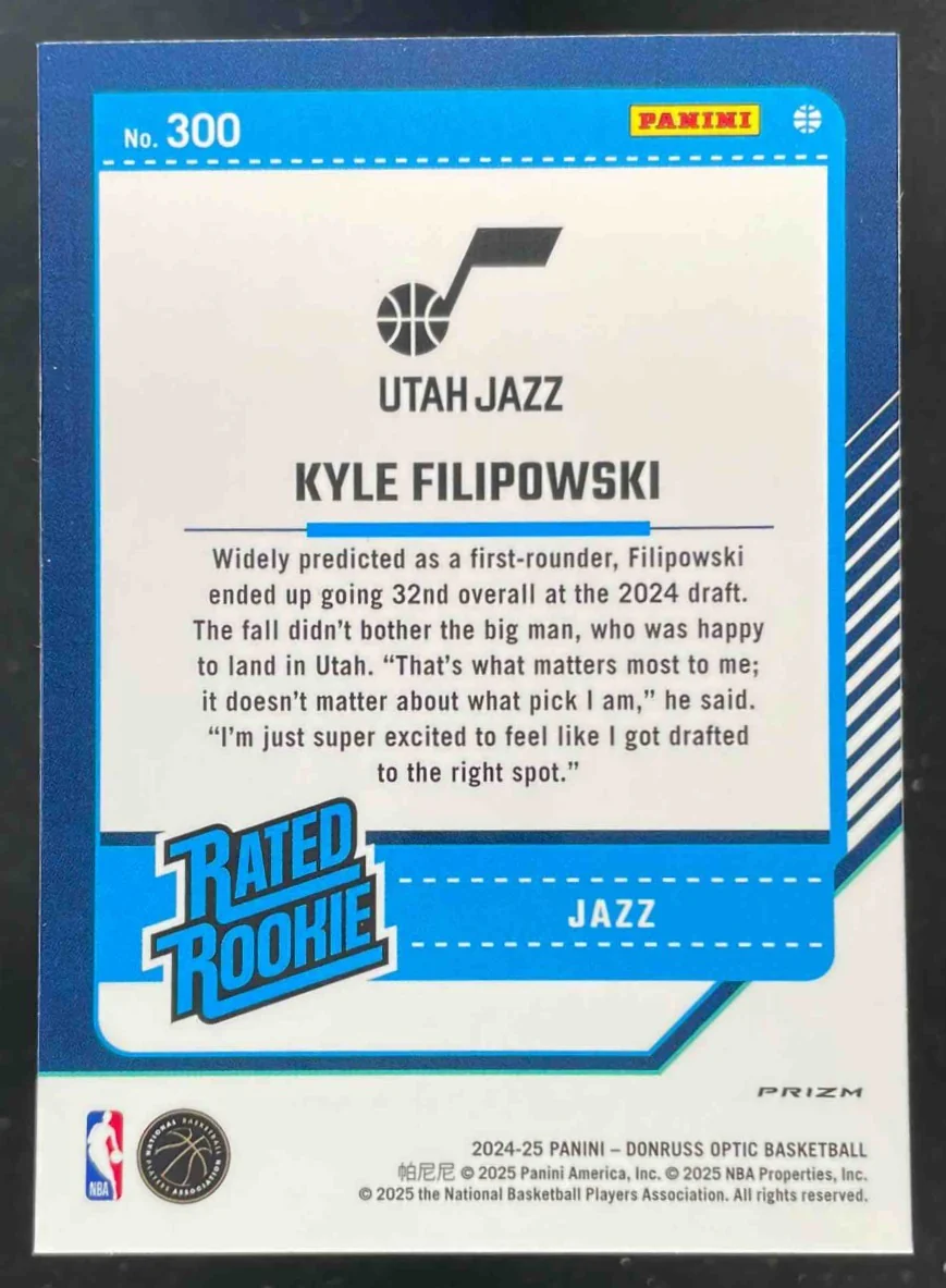 2024-25 Panini Donruss Optic Photon Prizm #300 Kyle Filipowski RC Rated Rookie - Image 2